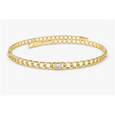 Pulseira Feminina de ouro Bracelete Cubana 3 Diamantes Luxo - AUREA FINE JEWELRY