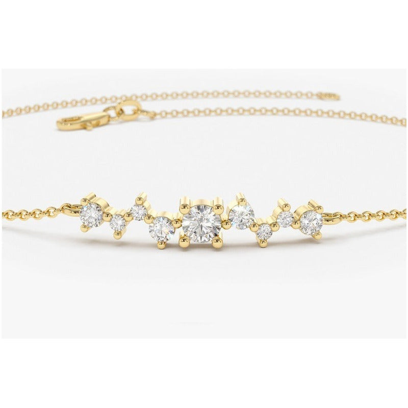 Pulseira  Feminina De Ouro18k 9 Diamantes