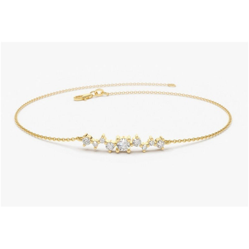 Pulseira  Feminina De Ouro18k 9 Diamantes