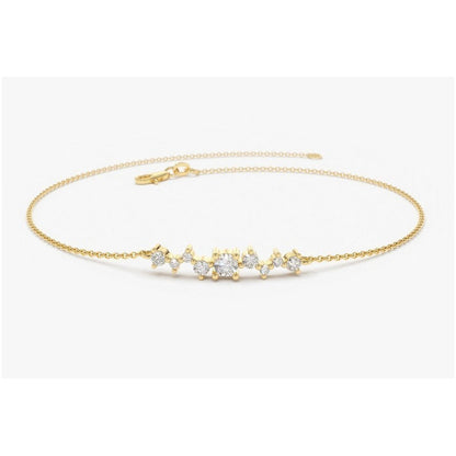 Pulseira  Feminina De Ouro18k 9 Diamantes