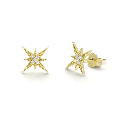 Brinco De Ouro Feminino Diamante Brilhante Estrela Luxo | New | Brincos, Celestial Diamonds, diamante, yellow | AUREA FINE JEWELRY