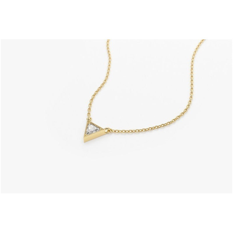 Corrente De Ouro18k  Solitario Diamante triangulo Brilhante