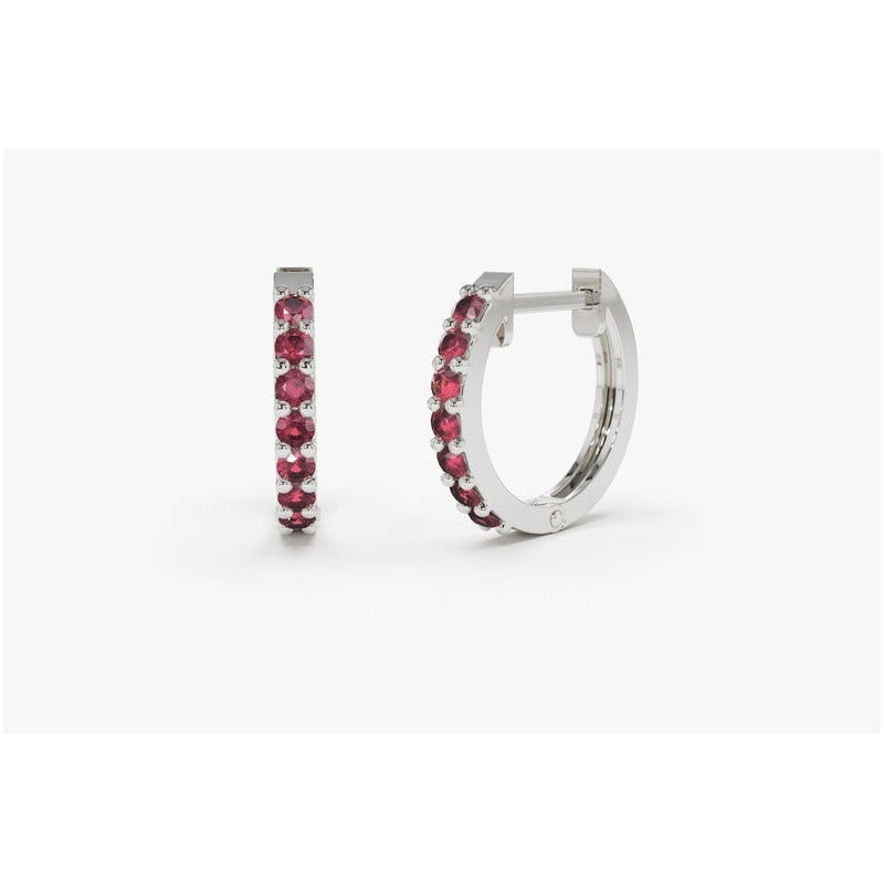 Brinco De Ouro Feminino Solitario Argola Rubis  Luxo | New | Brincos, white | AUREA FINE JEWELRY