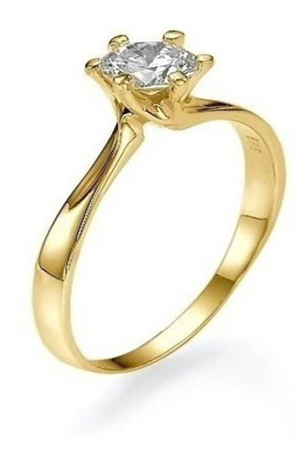Anel de Noivado Solitario De Diamante Ouro 18k 750 Nery