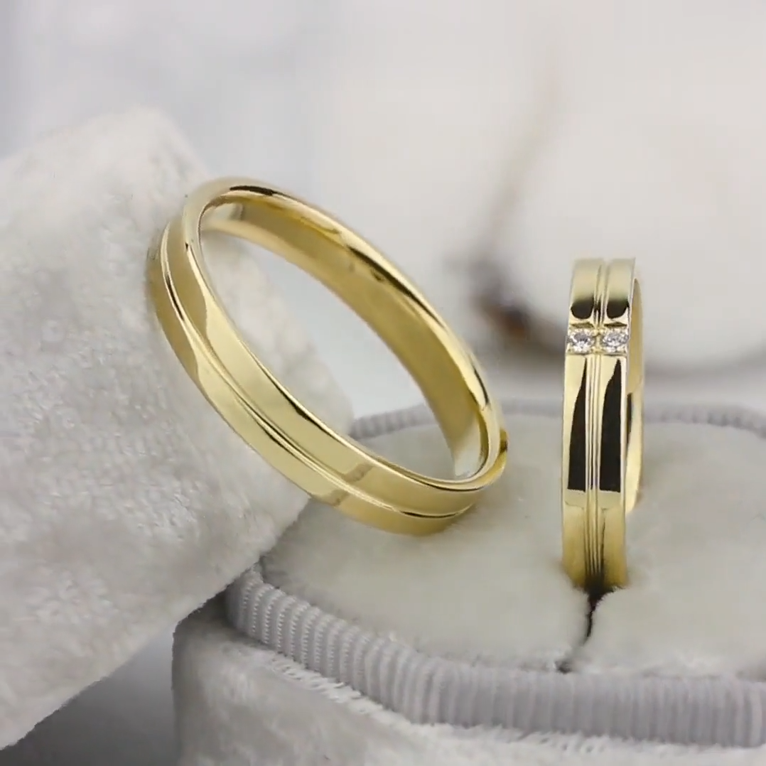 Par de Alianças de casamento noivado  ouro 18k diamante