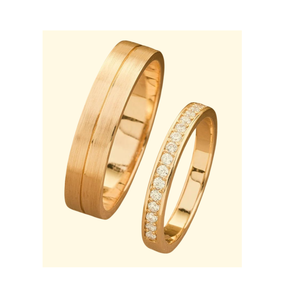 Par de Alianças de casamento noivado ouro 18k diamantes Mila