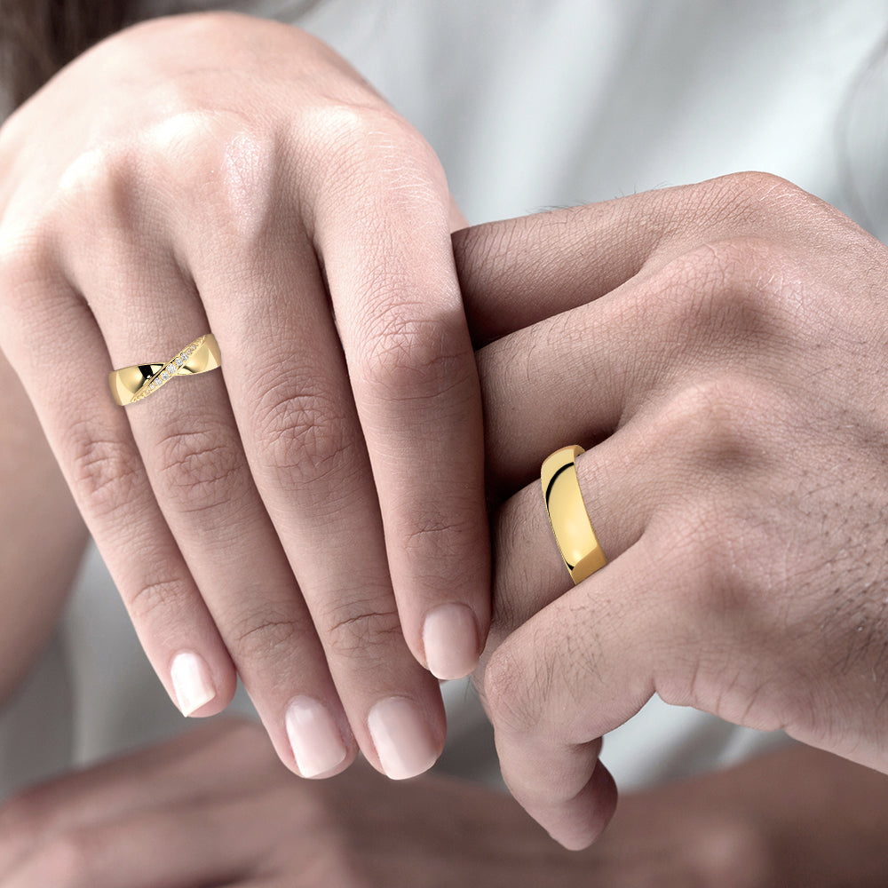 Par de Alianças de Casamento Noivado em Ouro 18k 6mm Bart