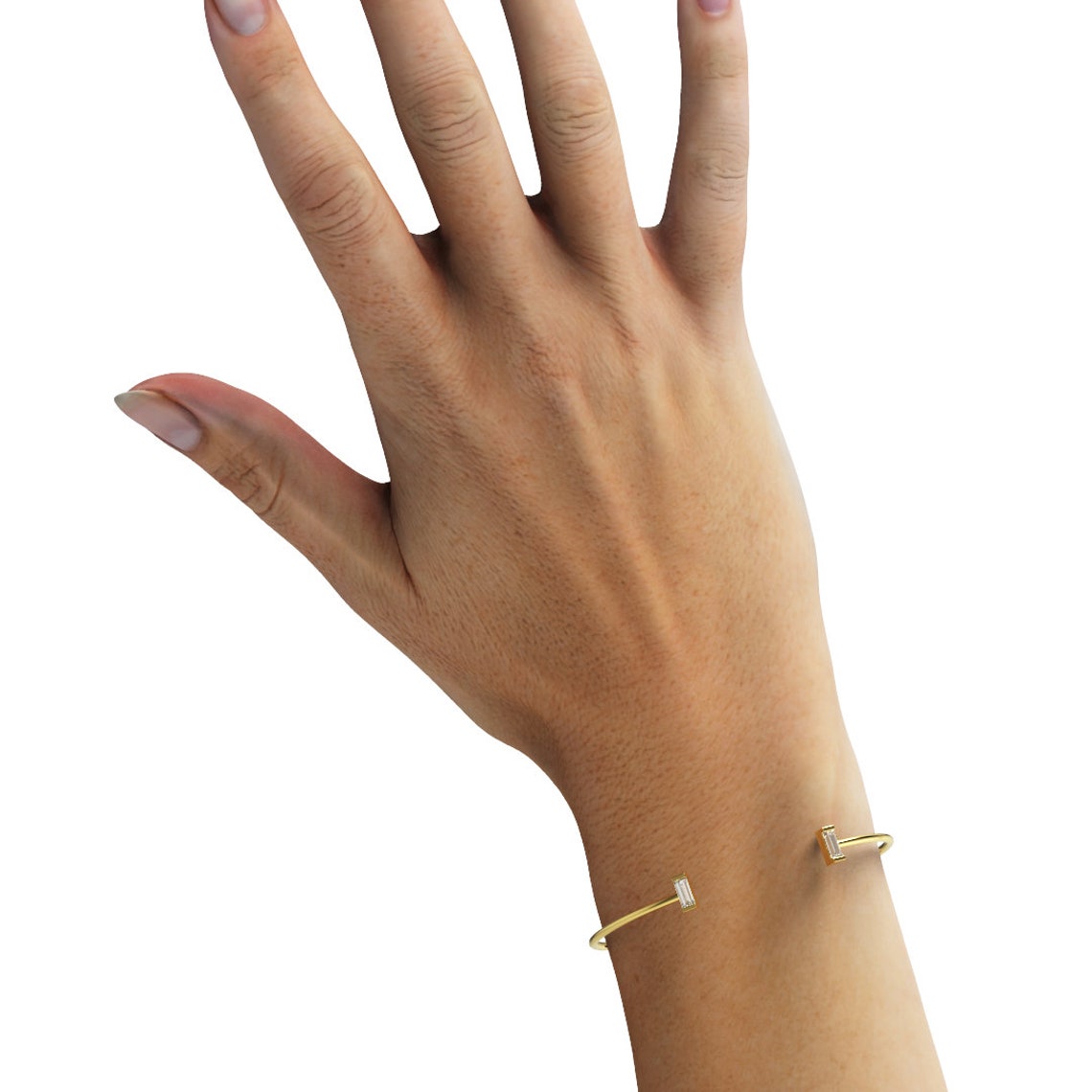 Pulseira Feminina de ouro 18k Bracelete diamantes baguete