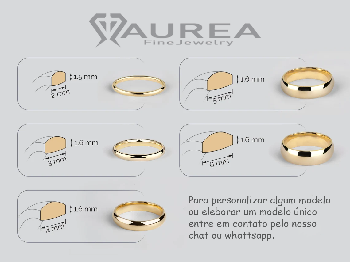 Aliança de noivado casamento ouro 18k 4 gramas 4mm tradiction