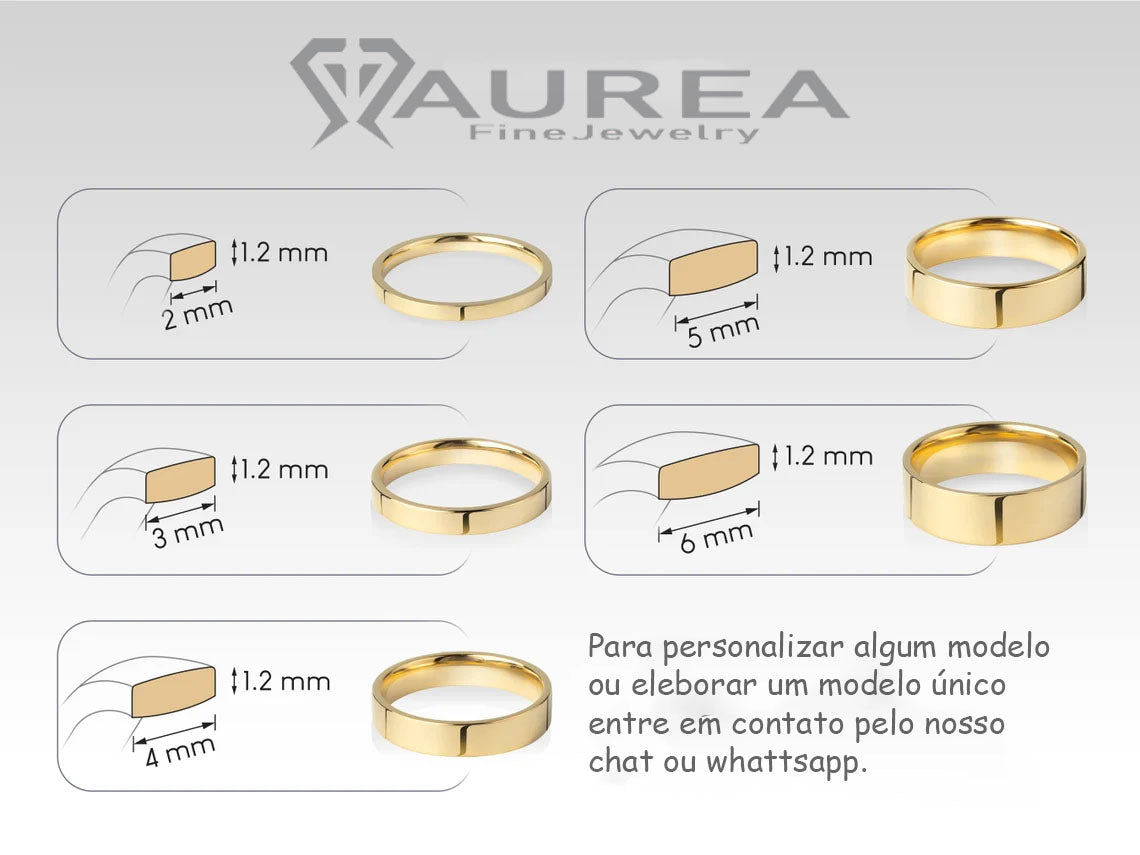 Aliança de casamento noivado ouro 18k 2 Gramas 2 mm Flat