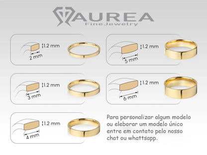 Aliança de casamento noivado ouro 18k 2 Gramas 2 mm Flat