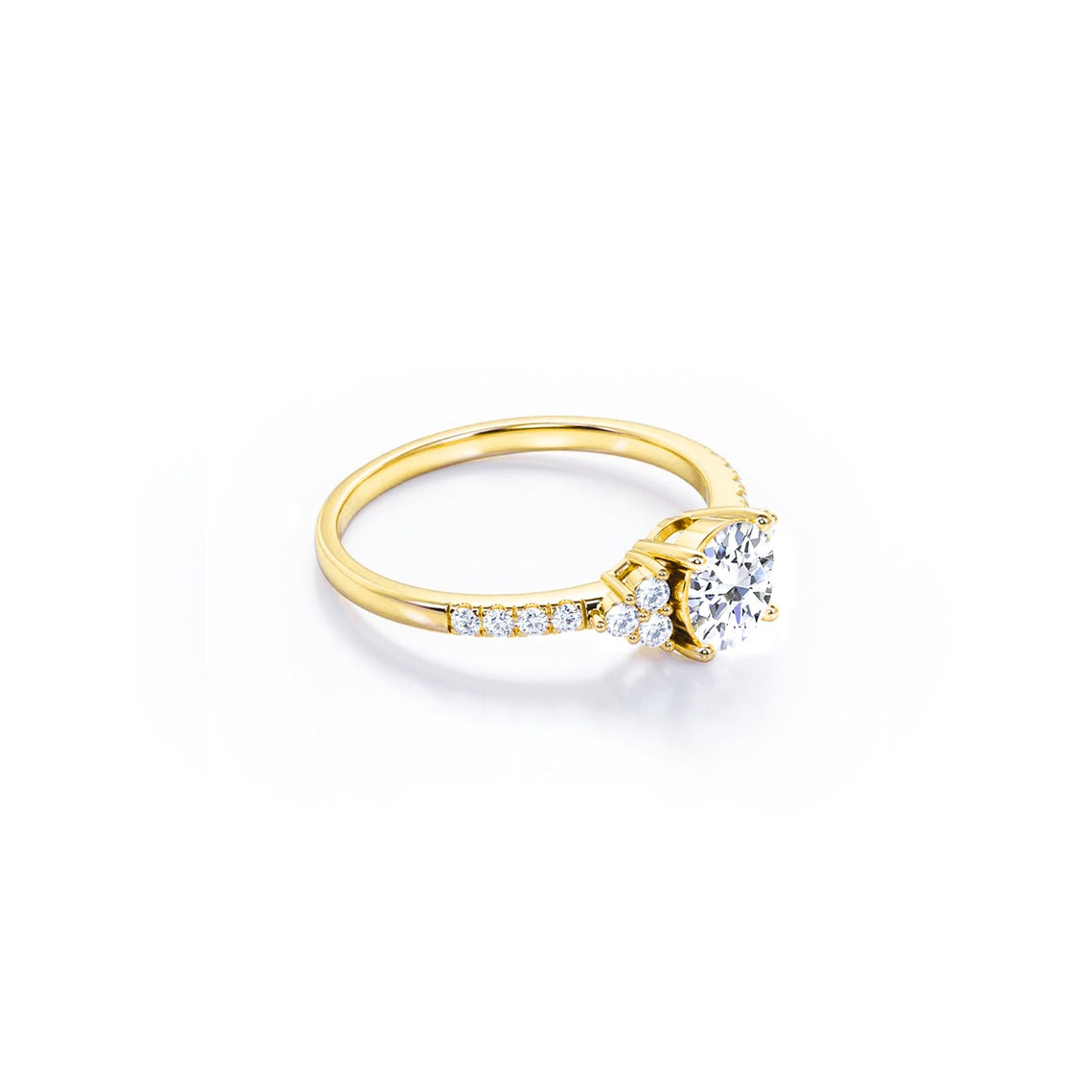 Anel Halo De Ouro Amarelo 18k e Diamantes Brilhantes 50pts