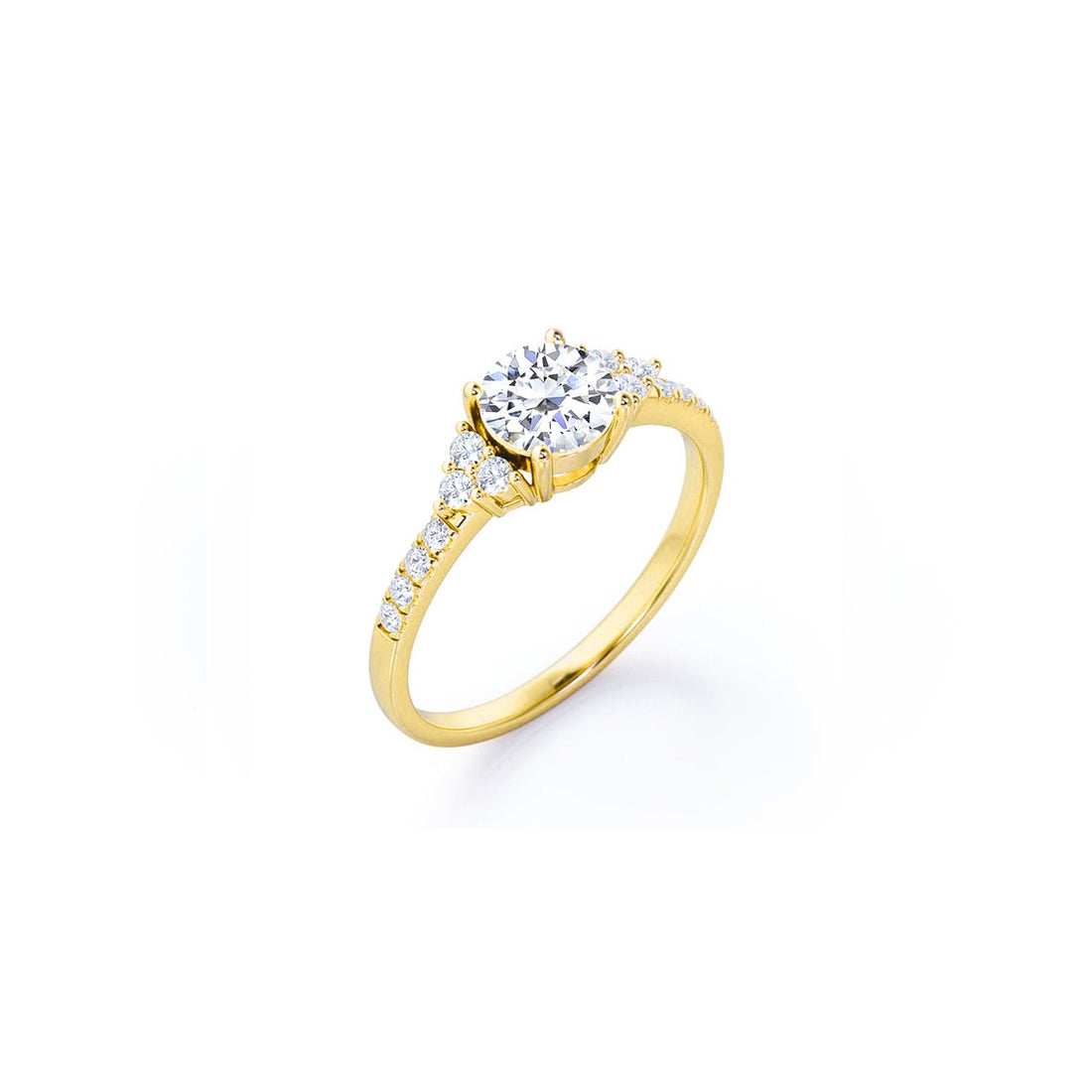 Anel Halo De Ouro Amarelo 18k e Diamantes Brilhantes 70pts