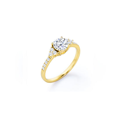 Anel Halo De Ouro Amarelo 18k e Diamantes Brilhantes 50pts