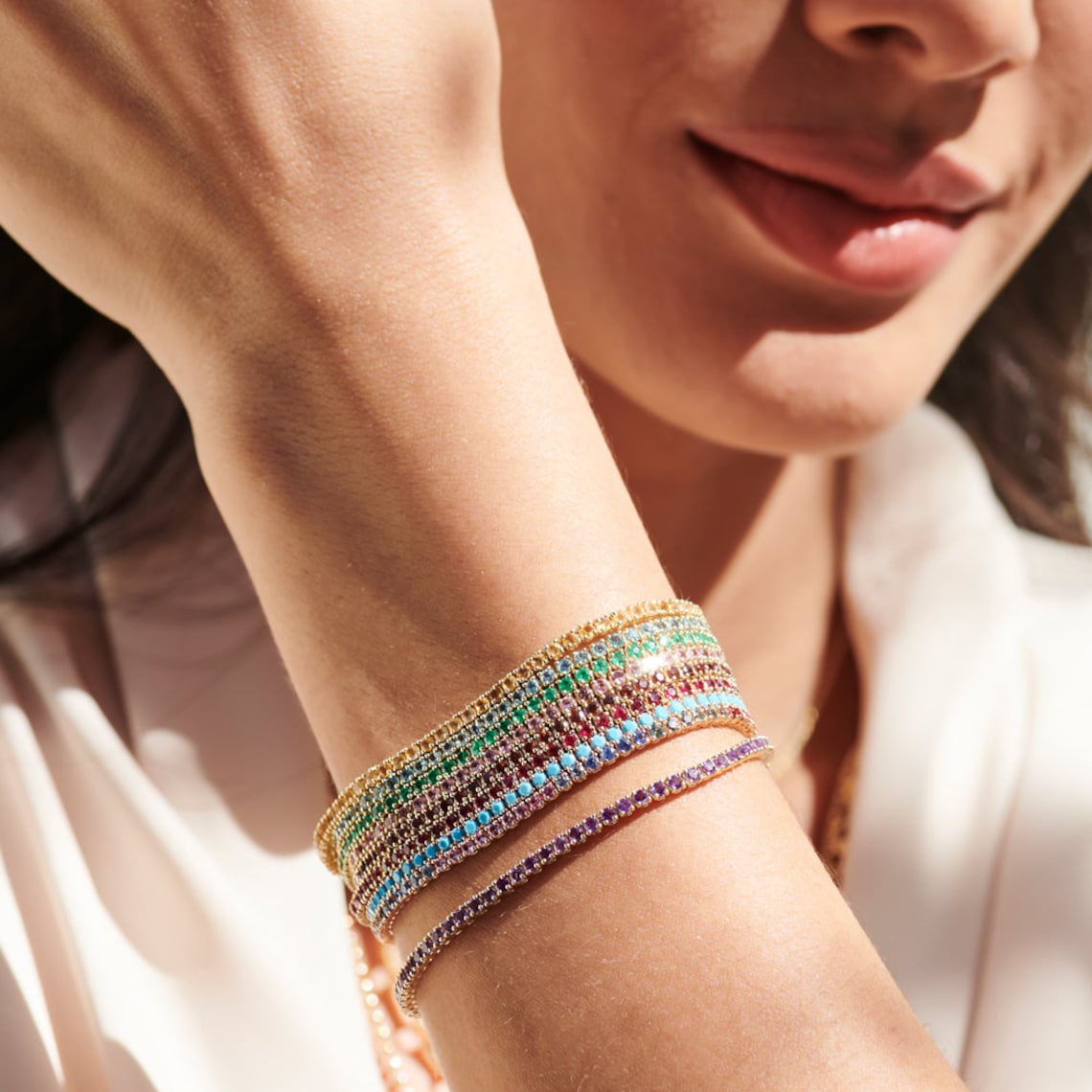 Pulseira de ouro feminina Ametista Riviera