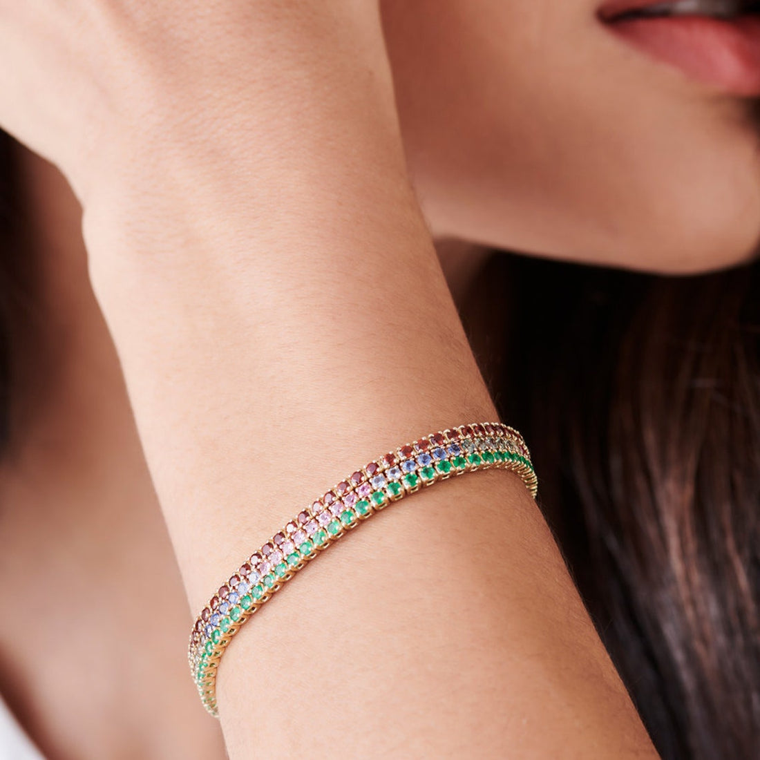 Pulseira de ouro feminina Esmeraldas Riviera