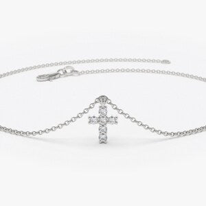 Pulseira  Feminina de Ouro 18k  Cruz  Diamantes