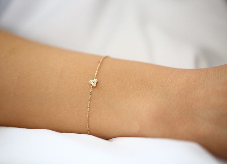 Pulseira Feminina Delicado de Ouro Branco 18k Trio Bezel Diamantes