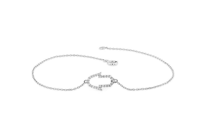 Pulseira Feminina de Ouro Branco 18k Hamsa Diamante Luxo
