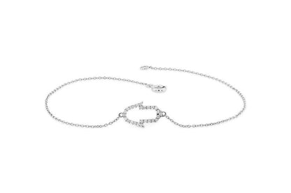 Pulseira Feminina de Ouro Branco 18k Hamsa Diamante Luxo