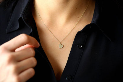 Colar de Coraçao Corrente Luxo Feminino em Ouro Amarelo 18k c/ Diamante