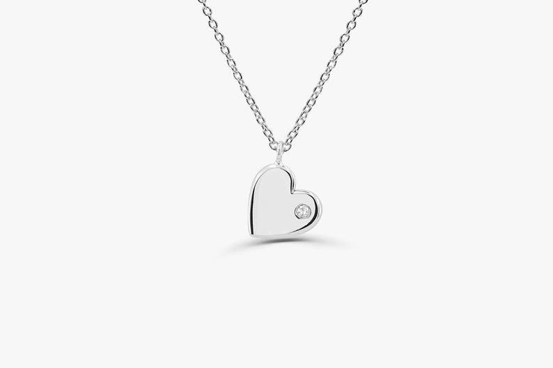 Colar de Coraçao Corrente Luxo Feminino em Ouro Amarelo 18k c/ Diamante