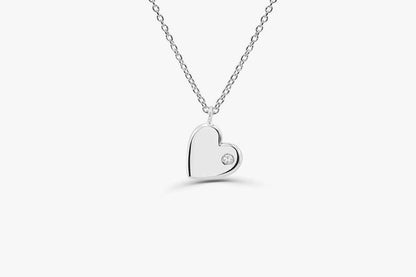 Colar de Coraçao Corrente Luxo Feminino em Ouro Amarelo 18k c/ Diamante