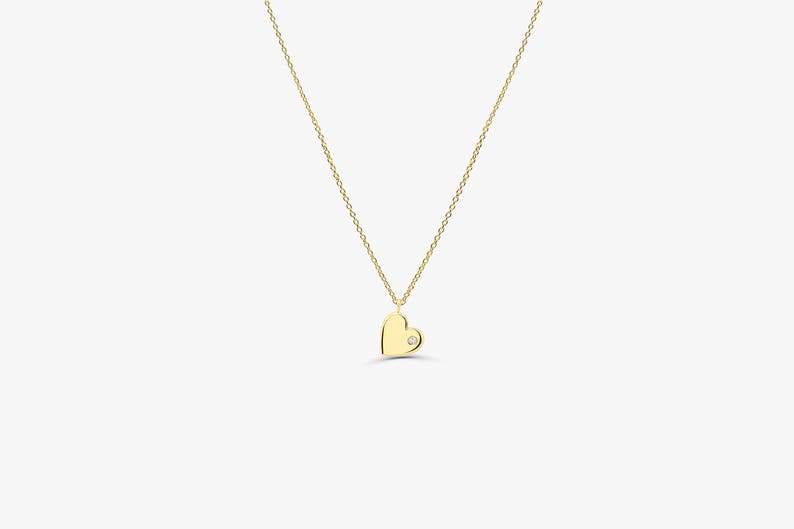 Colar de Coraçao Corrente Luxo Feminino em Ouro Branco 18k c/ Diamante