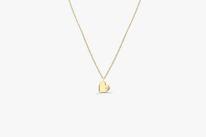 Colar de Coraçao Corrente Luxo Feminino em Ouro Branco 18k c/ Diamante