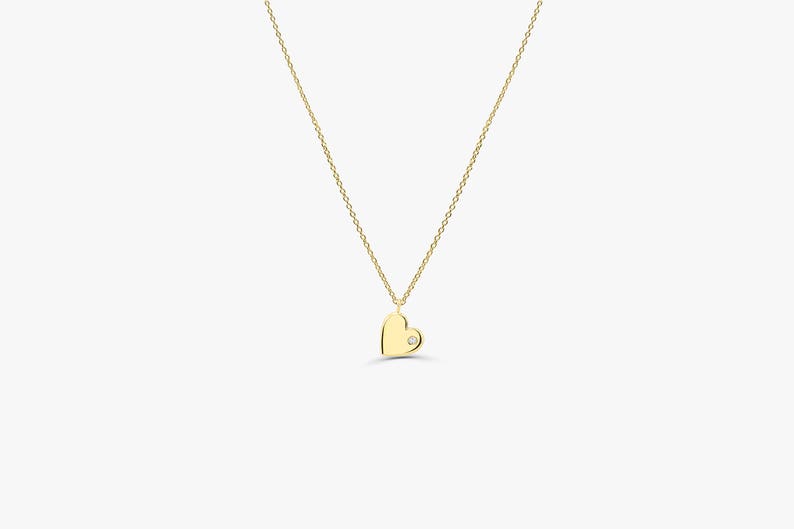 Colar de Coraçao Corrente Luxo Feminino em Ouro Amarelo 18k c/ Diamante