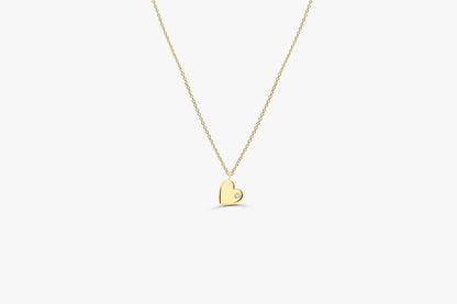 Colar de Coraçao Corrente Luxo Feminino em Ouro Amarelo 18k c/ Diamante