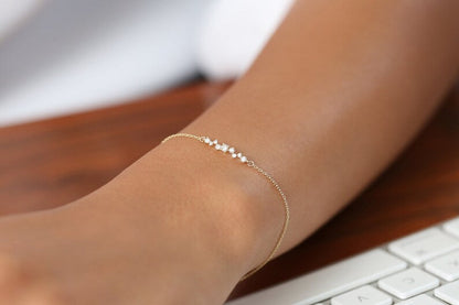 Pulseira Feminina de Ouro Branco 18k Cruz De Diamante Delicado