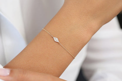 Pulseira Feminina Delicado de Ouro Branco 18k Olho Diamantes