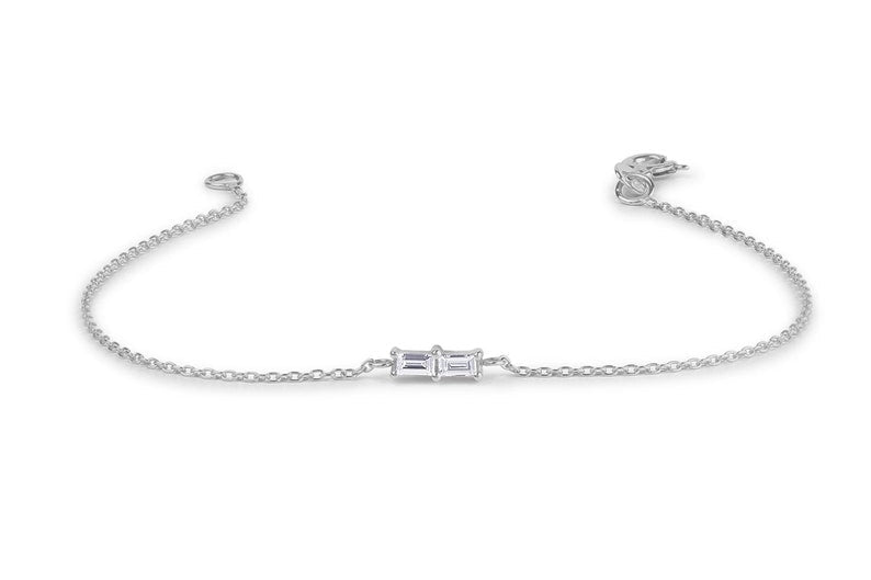 Pulseira Feminina Delicado de Ouro Amarelo 18k Diamante Baguette