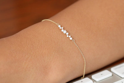 Pulseira Feminina de Ouro Branco 18k Cruz De Diamante Delicado