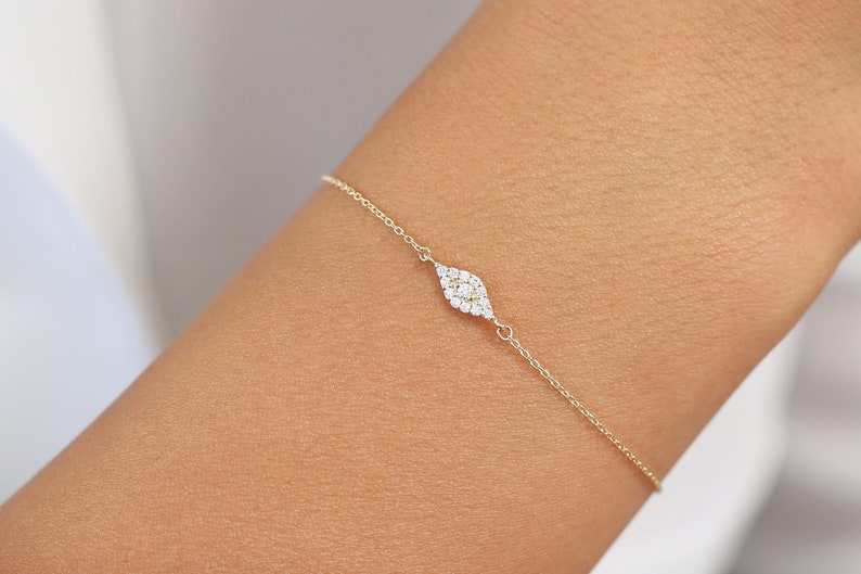 Pulseira Feminina Delicado de Ouro Branco 18k Olho Diamantes