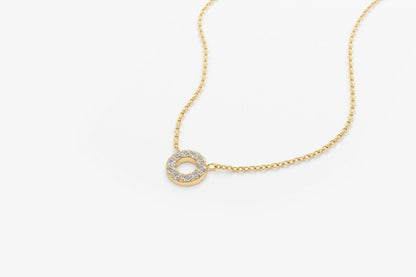 Colar Corrente Feminina em Ouro Branco 18k Circle C/ Diamantes