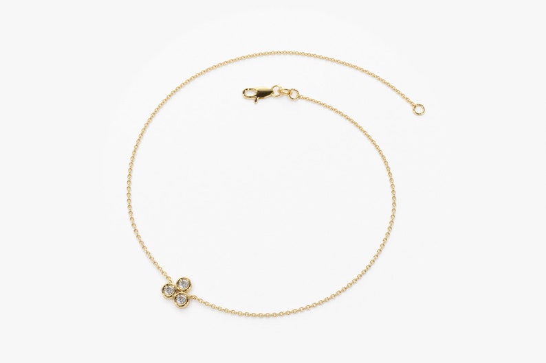 Pulseira Feminina Delicado de Ouro Branco 18k Trio Bezel Diamantes