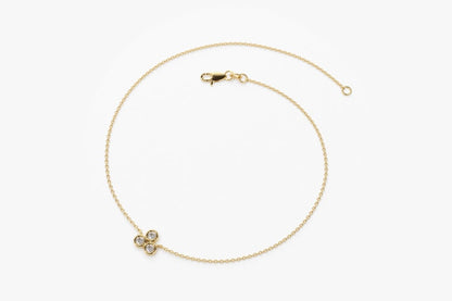 Pulseira Feminina Delicado de Ouro Branco 18k Trio Bezel Diamantes