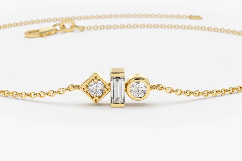 Pulseira Feminina Delicado de Ouro Amarelo 18k Diamante Alternado