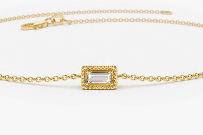 Pulseira Feminina de Ouro Amarelo 18k Diamante Baguette Solitario