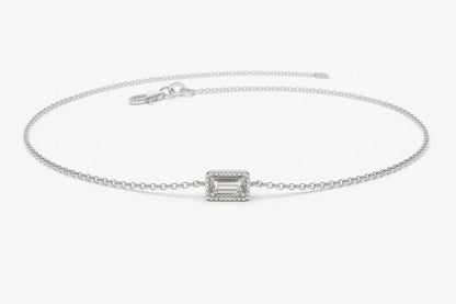 Pulseira Feminina de Ouro Amarelo 18k Diamante Baguette Solitario