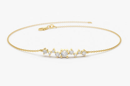 Pulseira Feminina de Ouro Branco 18k Cruz De Diamante Delicado