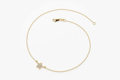 Pulseira Feminina de Ouro Branco 18k Star Diamante Luxo