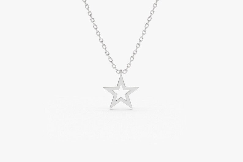 Colar Corrente com pingente Estrela Feminino em Ouro Branco 18k | New | Celestial diamonds, Colares, ruby, white | AUREA FINE JEWELRY