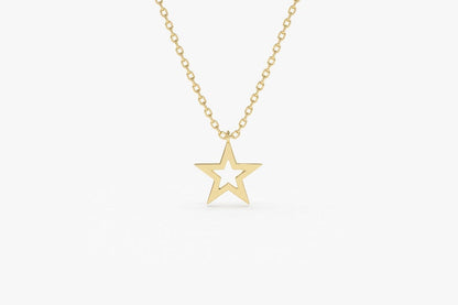 Colar Corrente com pingente Estrela Feminino em Ouro Branco 18k