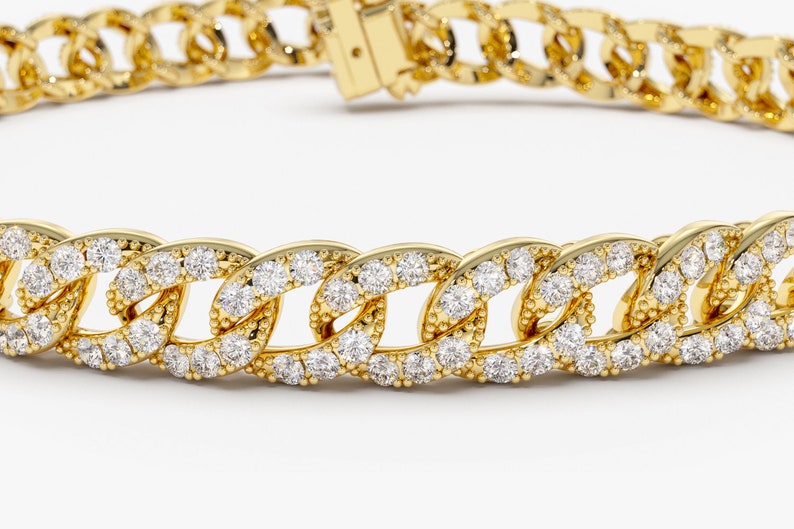 Pulseira de ouro feminina Cubana Diamante Riviera