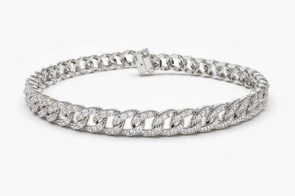 Pulseira de ouro feminina Cubana Diamante Riviera