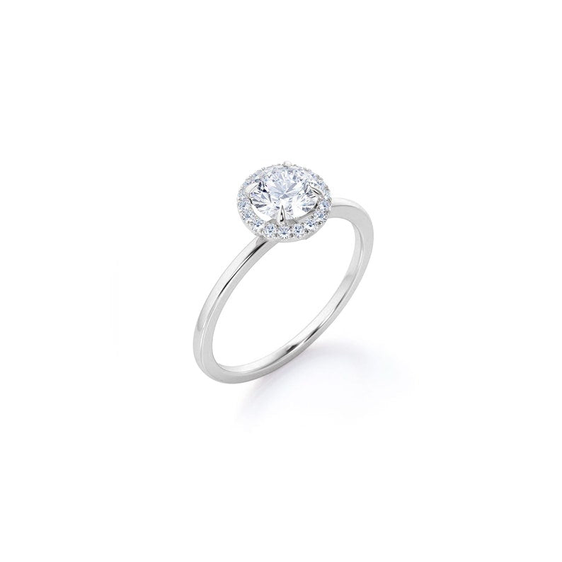 Anel Solitario Redondo De Ouro Branco 18k Diamantes Brilhantes 50pts