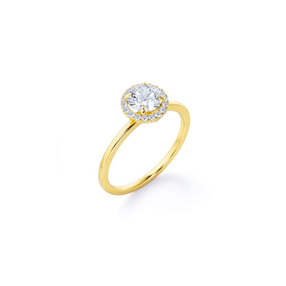 Anel Solitario Redondo De Ouro Amarelo 18k Diamantes Brilhantes 40pts